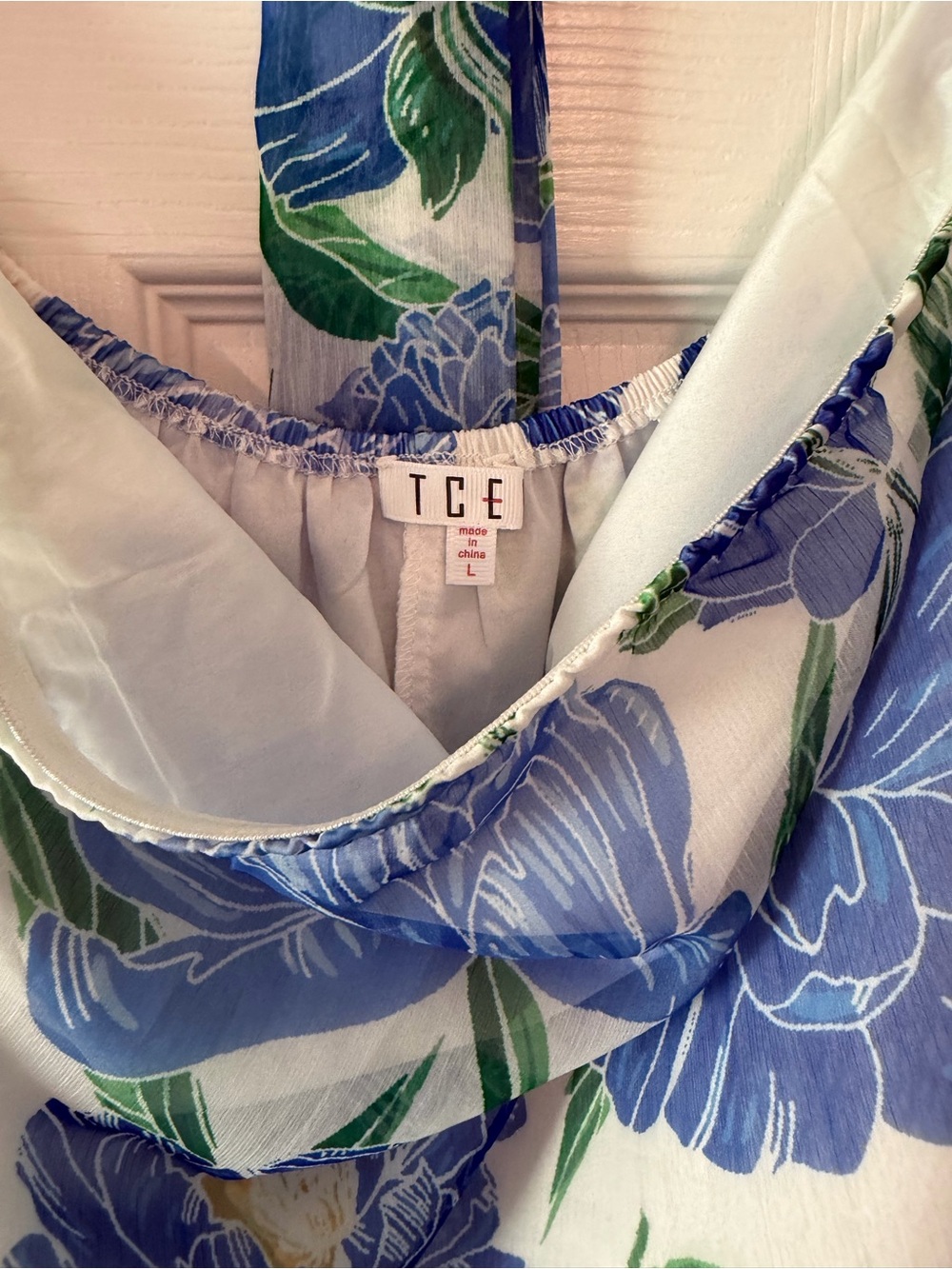 Strapless Blue Floral Maxi Dress - Picture 4 of 6
